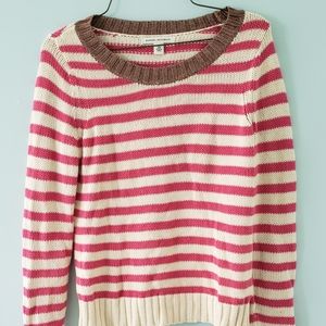 Pink striped, metallic trim sweater
